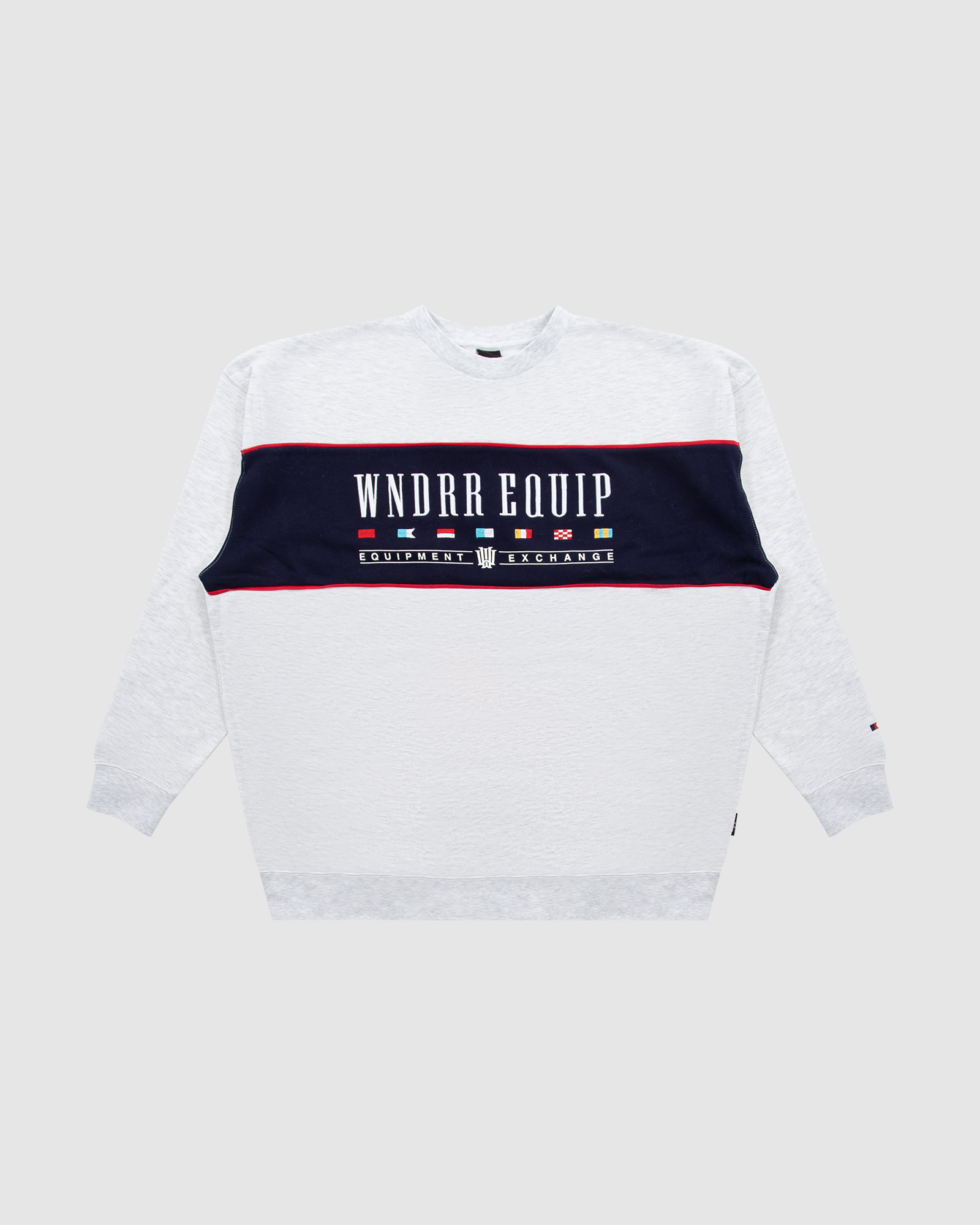 EXCHANGE PANEL CREW SWEAT - WHITE MARLE/NAVY