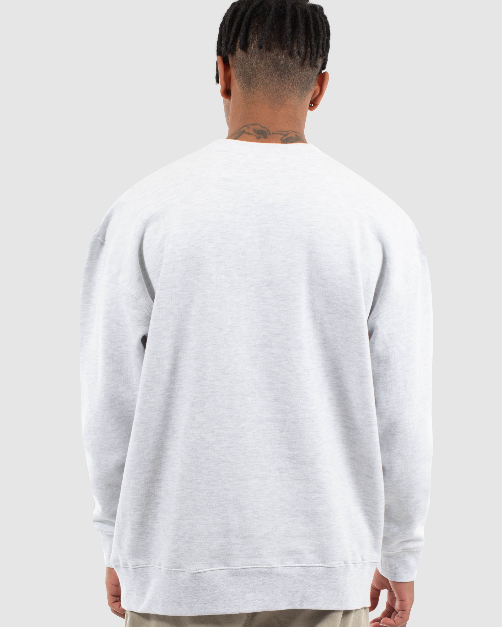 EXCHANGE PANEL CREW SWEAT - WHITE MARLE/NAVY