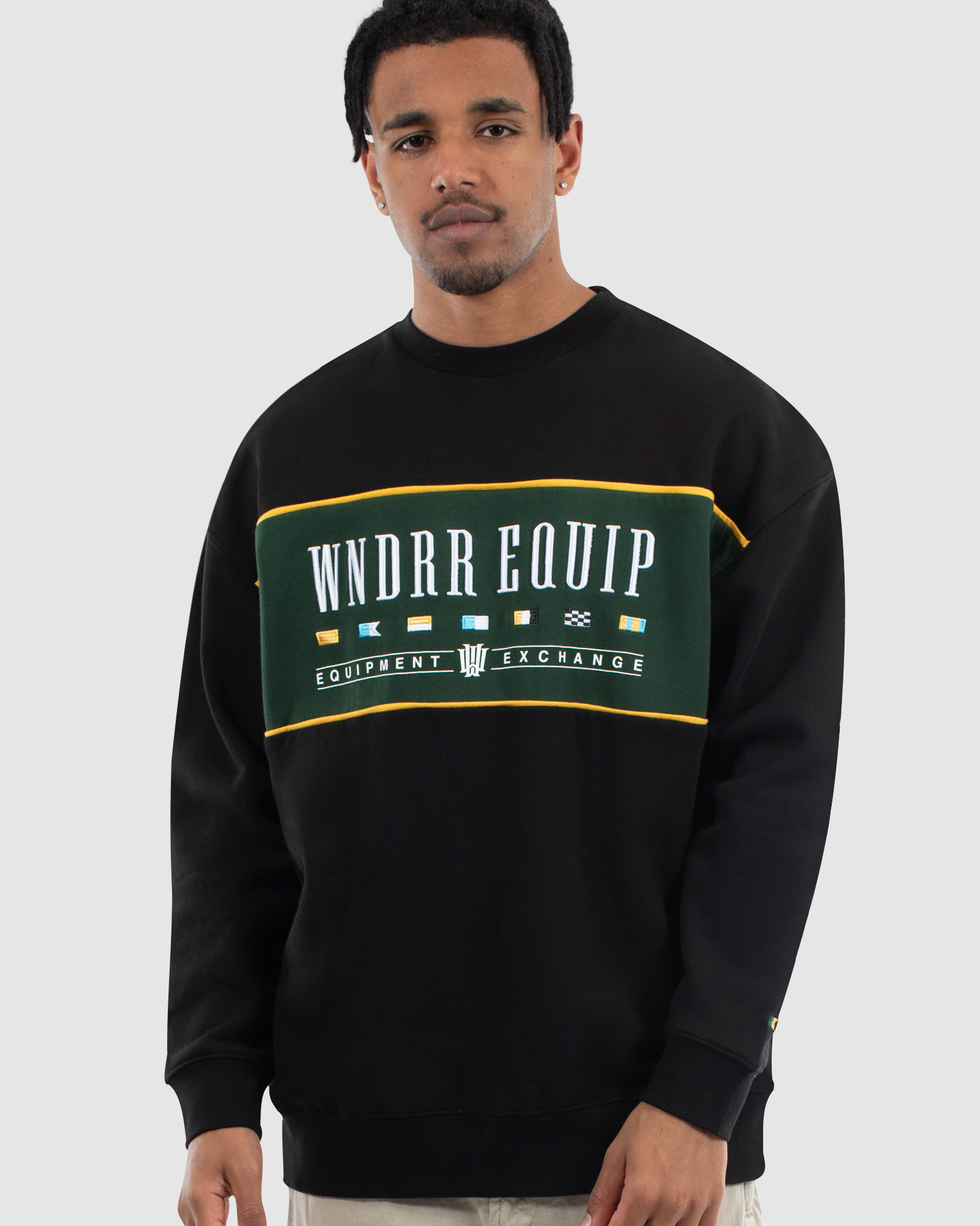 EXCHANGE PANEL CREW SWEAT - BLACK FOREST/GREEN