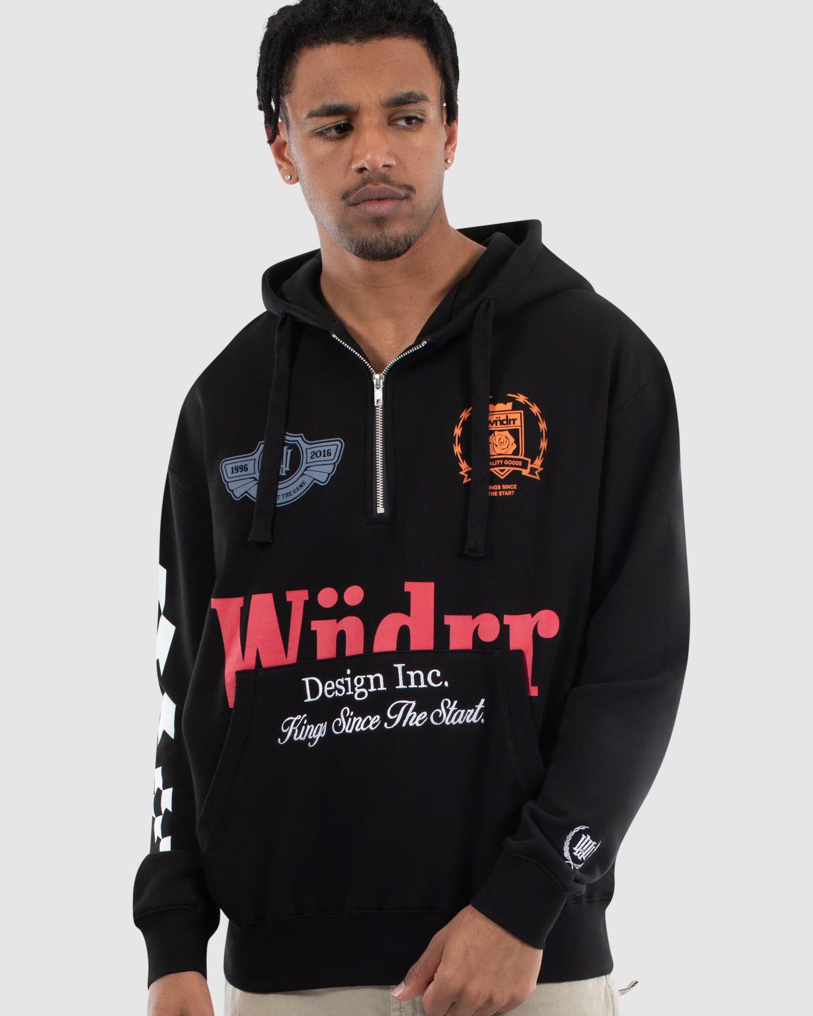 SLIPSTREAM 1/4 ZIP HOOD SWEAT - BLACK