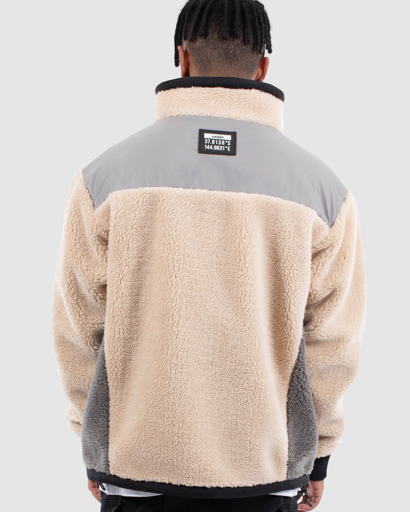 COUNT IT SHERPA JACKET - GREY/OFF WHITE