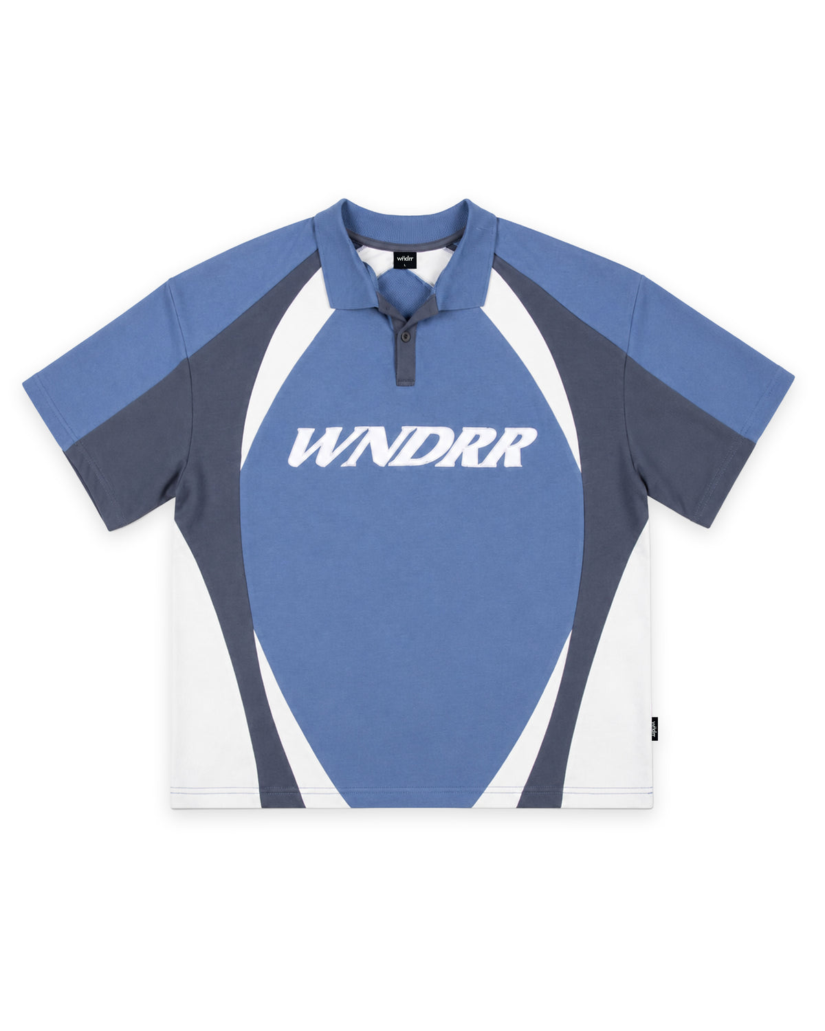 FORM PANEL S/S POLO TOP - BLUE/GREY