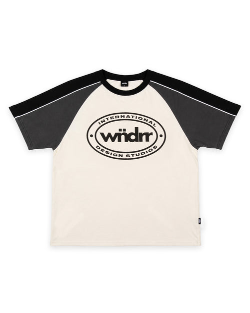 ASSET RAGLAN BOX FIT TEE - WHITE/CHARCOAL