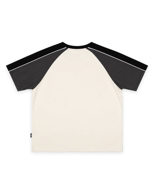 ASSET RAGLAN BOX FIT TEE - WHITE/CHARCOAL