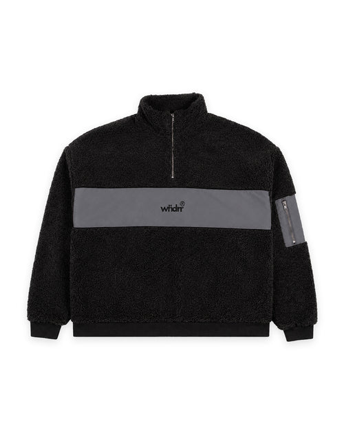 OFFCUT 1/4 ZIP SHERPA FLEECE SWEAT - FADED BLACK