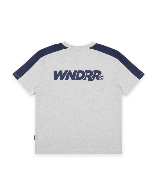 CLINT PANEL BOX FIT TEE - GREY MARLE/NAVY