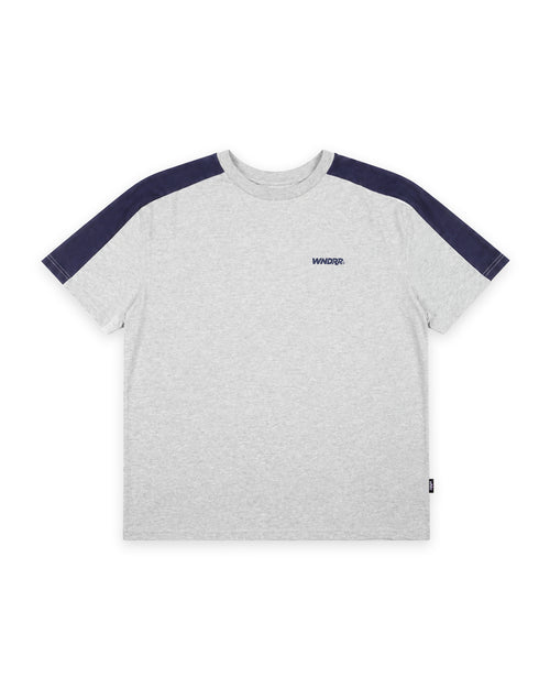 CLINT PANEL BOX FIT TEE - GREY MARLE/NAVY