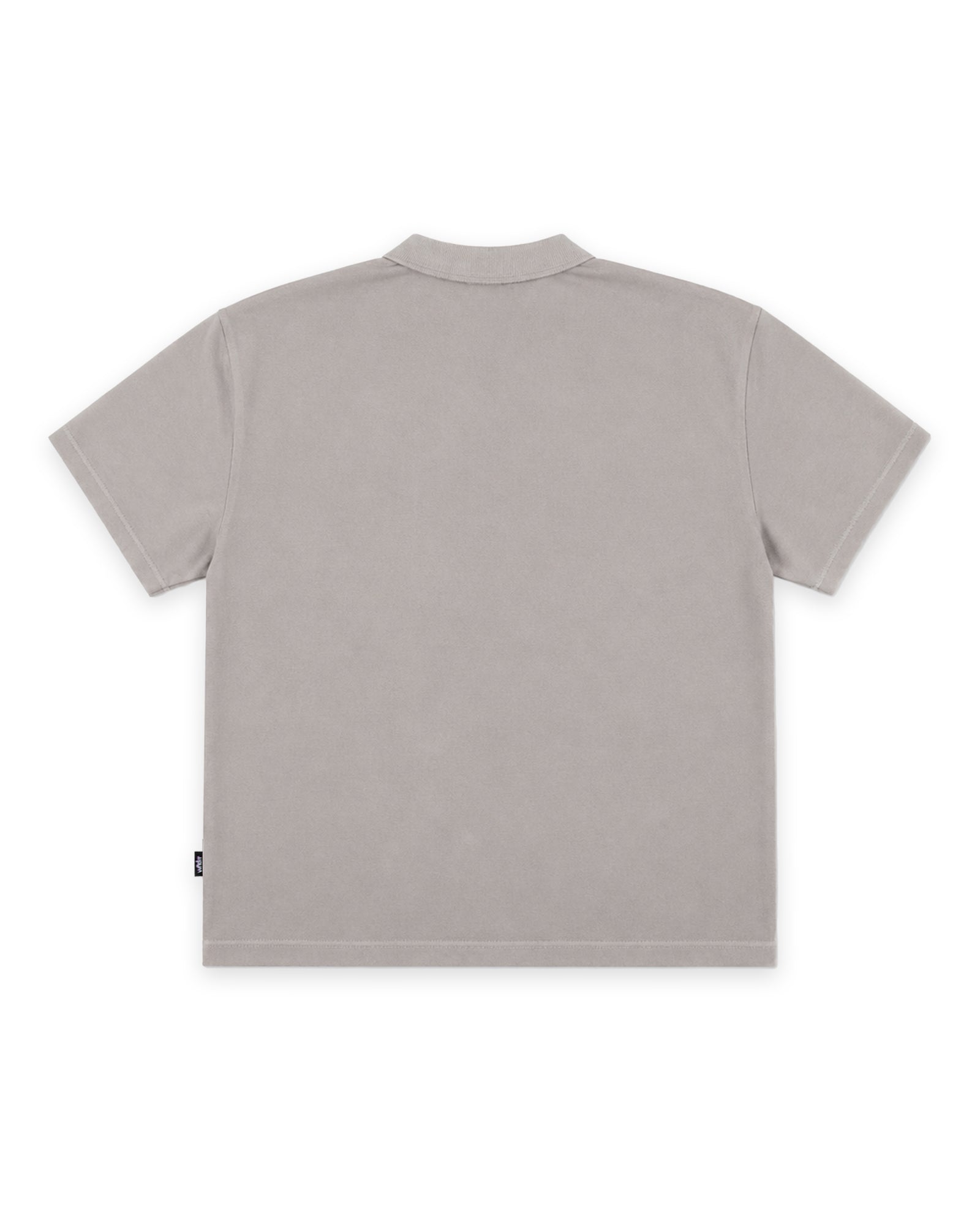 SCRIPT S/S POLO TOP - MOON GREY