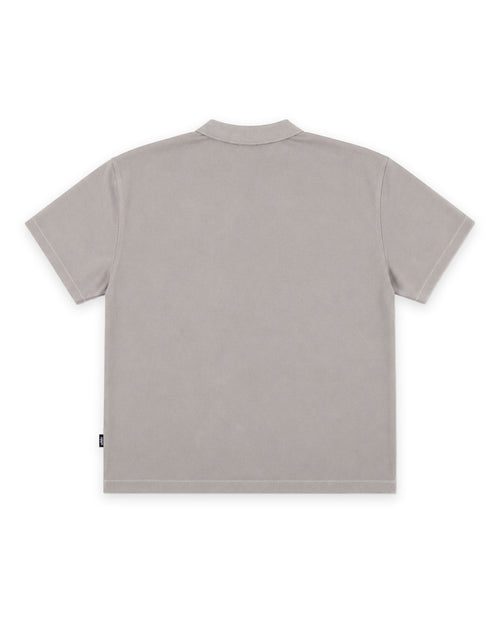 SCRIPT S/S POLO TOP - MOON GREY