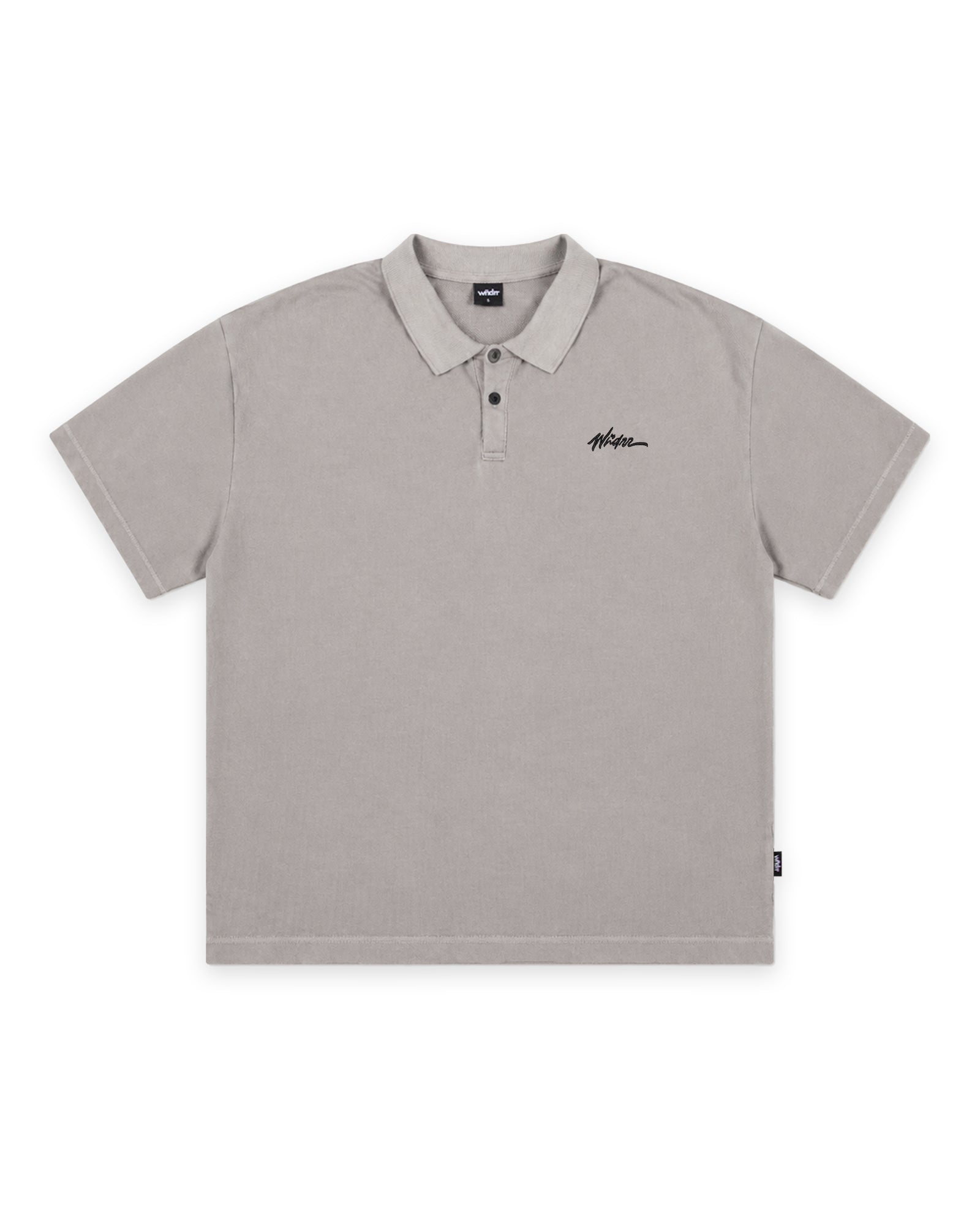 SCRIPT S/S POLO TOP - MOON GREY