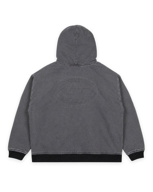 CREDIT HOODED WORK JACKET - BLACK DENIM