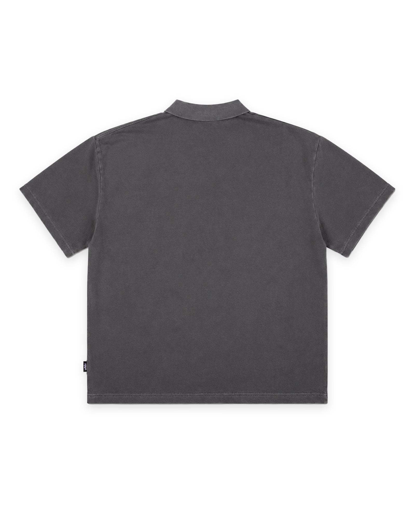 SCRIPT S/S POLO TOP - CHARCOAL