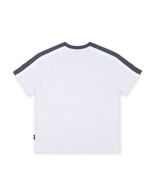 SERVER PANEL BOX FIT TEE - WHITE MARLE/BLUE