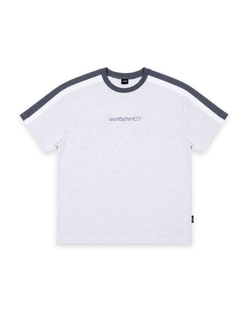 SERVER PANEL BOX FIT TEE - WHITE MARLE/BLUE