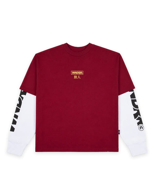 SHODO LAYERED L/S TEE - BLOOD RED