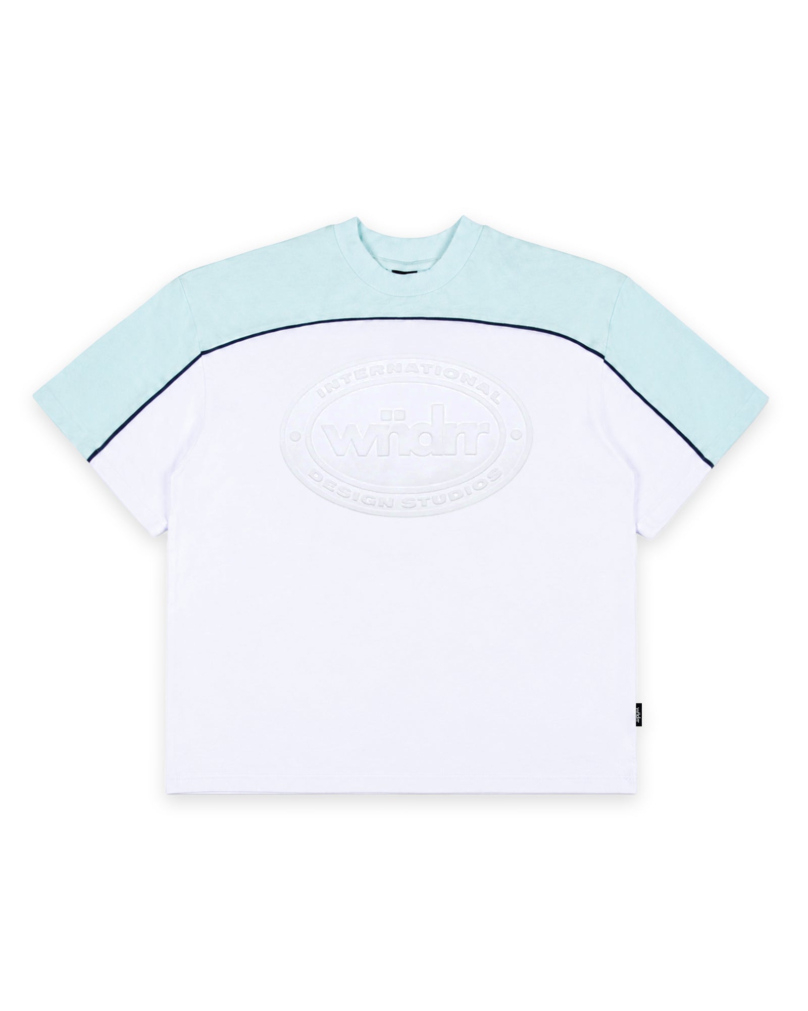 CREDIT PANEL HEAVY WEIGHT TEE - WHITE/BABY BLUE
