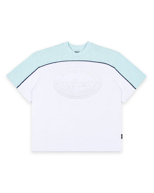 CREDIT PANEL HEAVY WEIGHT TEE - WHITE/BABY BLUE