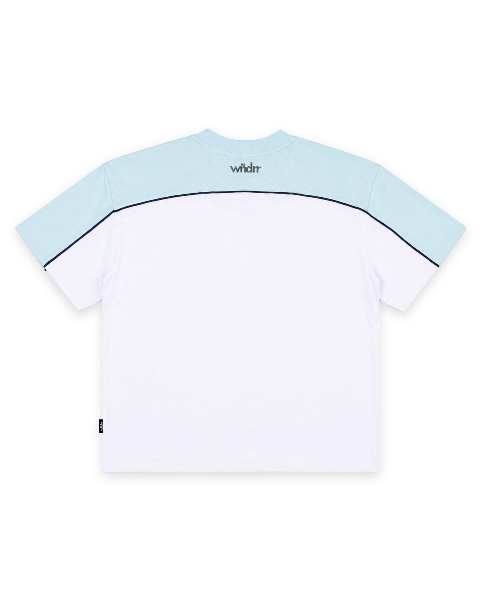 CREDIT PANEL HEAVY WEIGHT TEE - WHITE/BABY BLUE