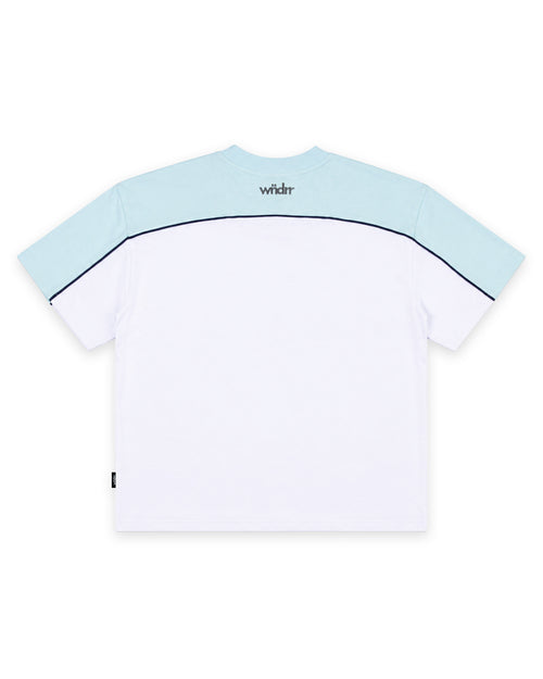 CREDIT PANEL HEAVY WEIGHT TEE - WHITE/BABY BLUE