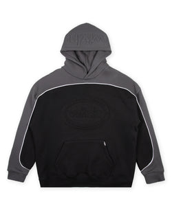 TOKEN PANEL HOOD SWEAT - BLACK/GREY