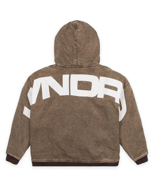 STXLLER HOODED WORK JACKET - BROWN DENIM