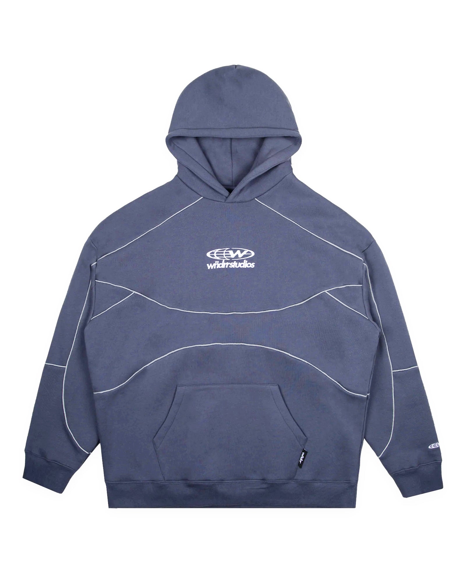 GLOBE PANEL HOOD SWEAT - STORM BLUE