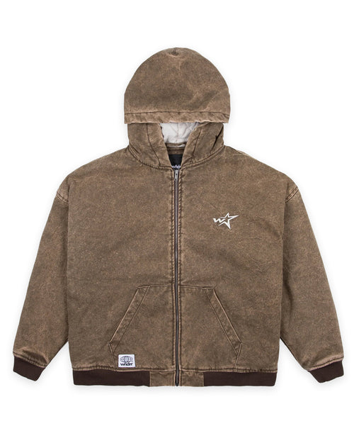 STXLLER HOODED WORK JACKET - BROWN DENIM