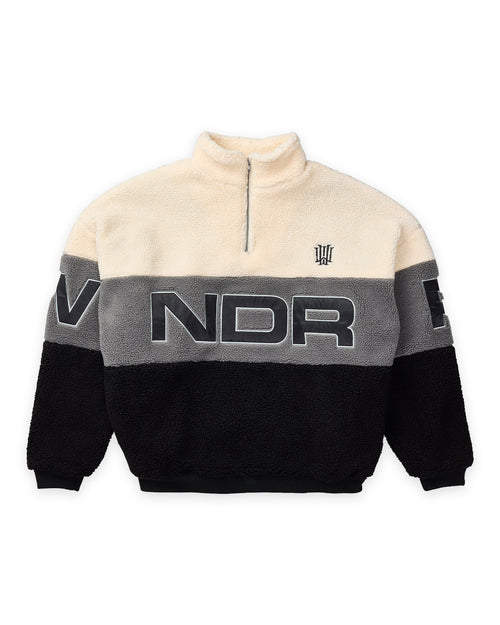 PRIMER 1/4 ZIP SHERPA FLEECE SWEAT - WHITE/BLACK