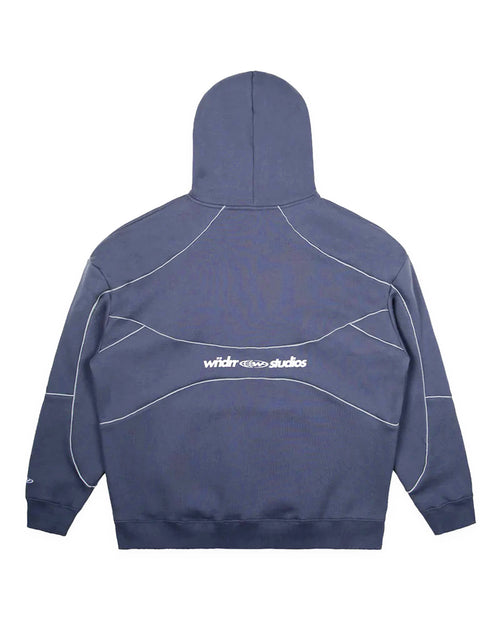 GLOBE PANEL HOOD SWEAT - STORM BLUE