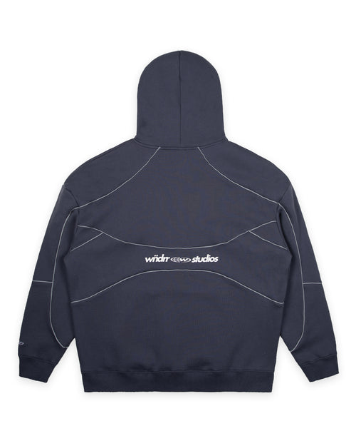 GLOBE PANEL HOOD SWEAT - STORM BLUE