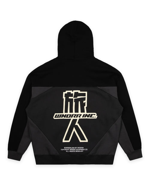 SHOJI PANEL HOOD SWEAT - BLACK