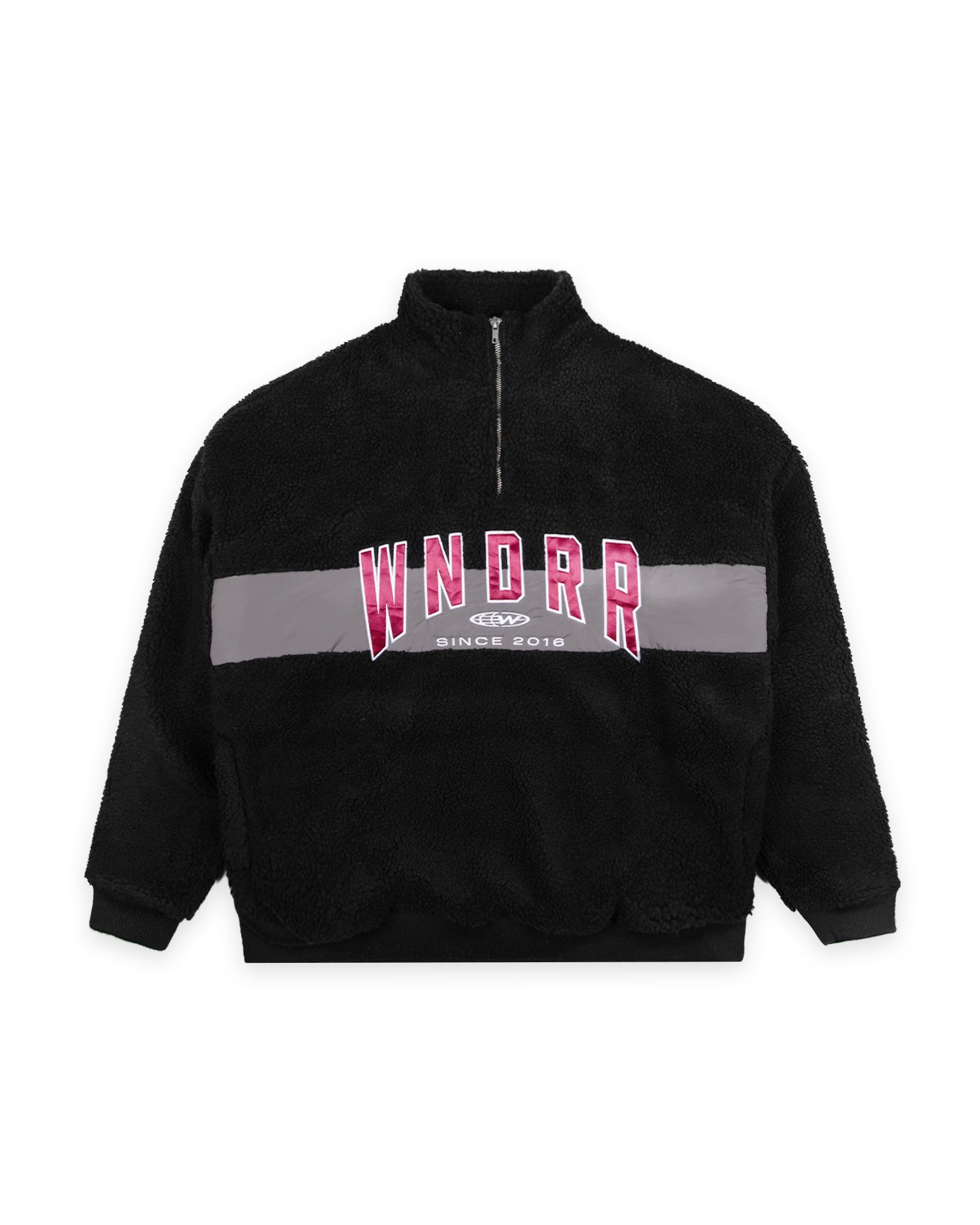 HASHI 1/4 ZIP SHERPA FLEECE - BLACK