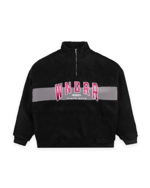 HASHI 1/4 ZIP SHERPA FLEECE - BLACK