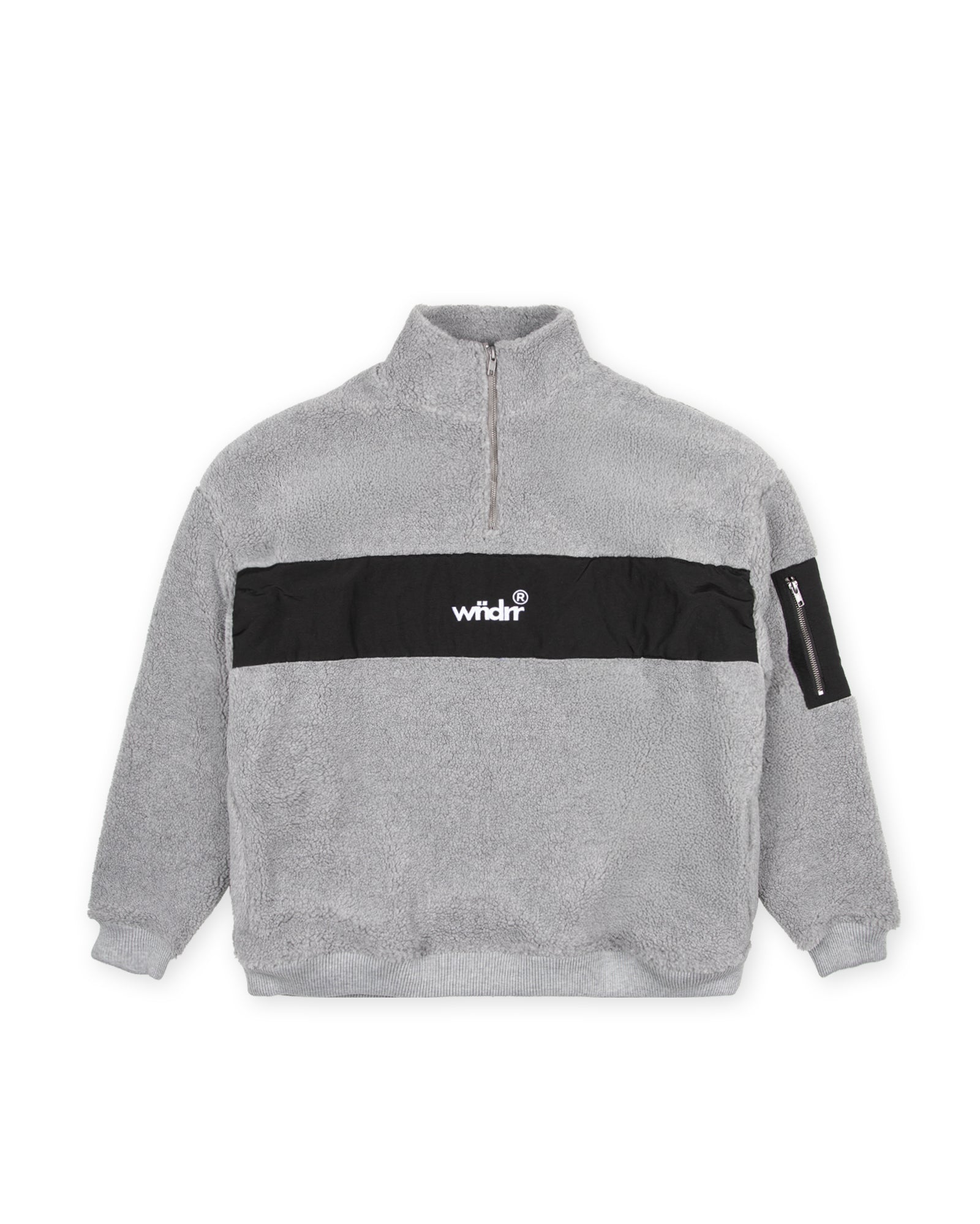 OFFCUT 1/4 ZIP SHERPA FLEECE SWEAT - GREY