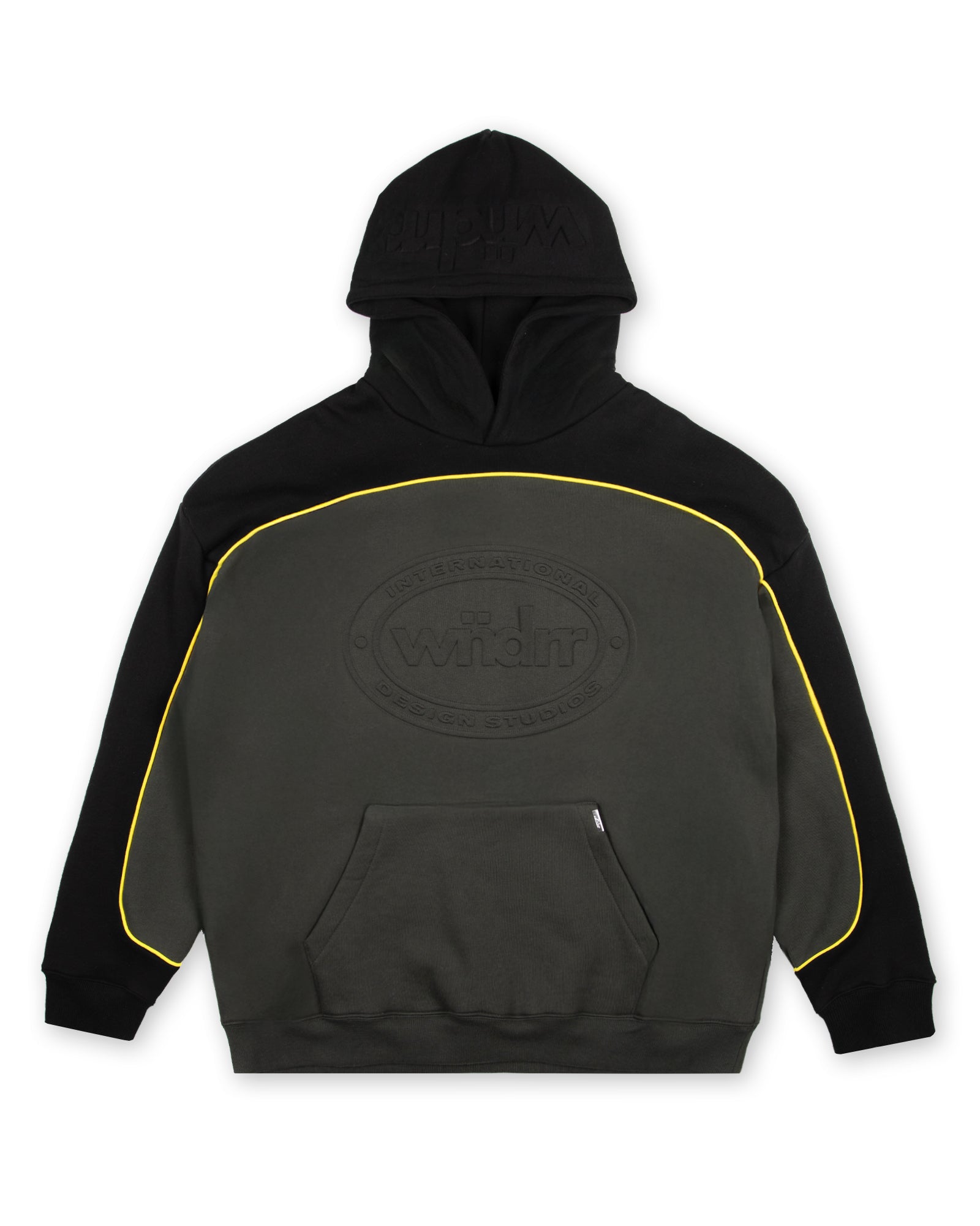 TOKEN PANEL HOOD SWEAT - INK/BLACK