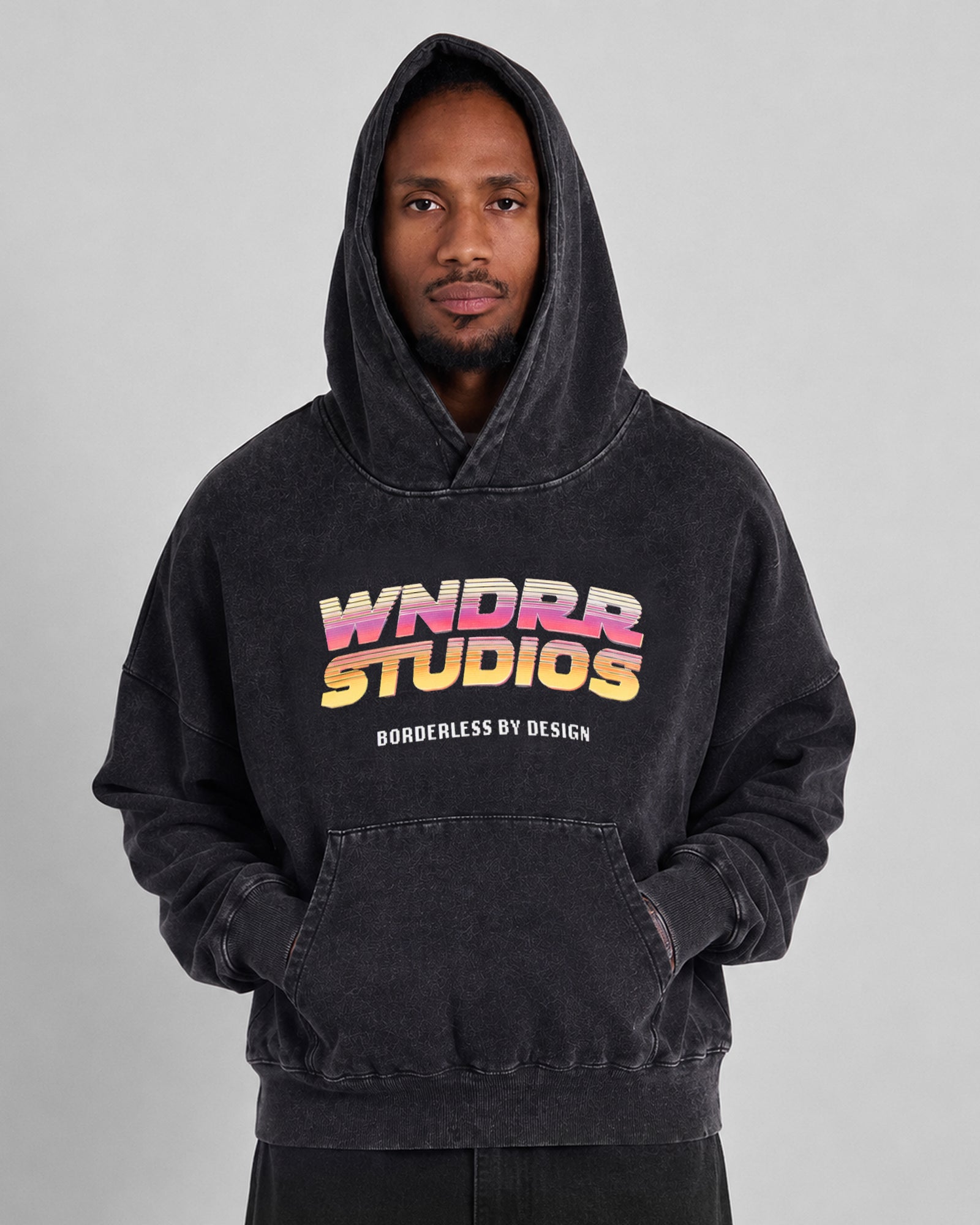 ARCADE BOX FIT HOOD SWEAT - WASHED BLACK