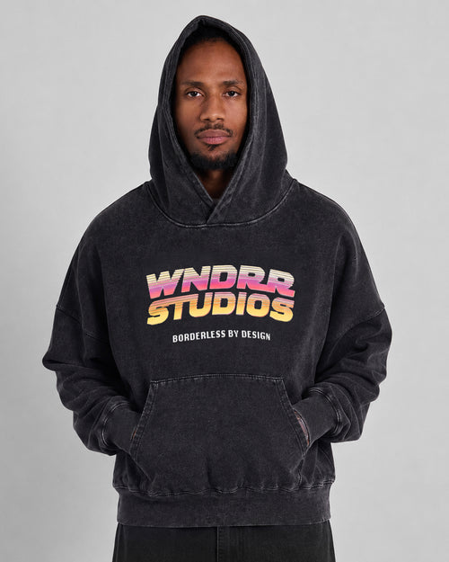 ARCADE BOX FIT HOOD SWEAT - WASHED BLACK