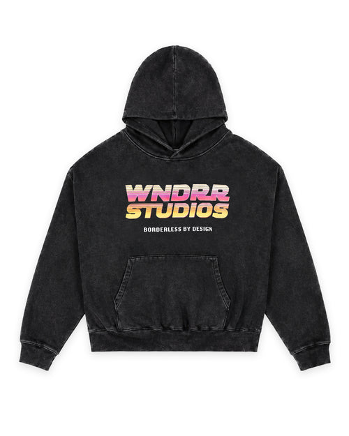 ARCADE BOX FIT HOOD SWEAT - WASHED BLACK