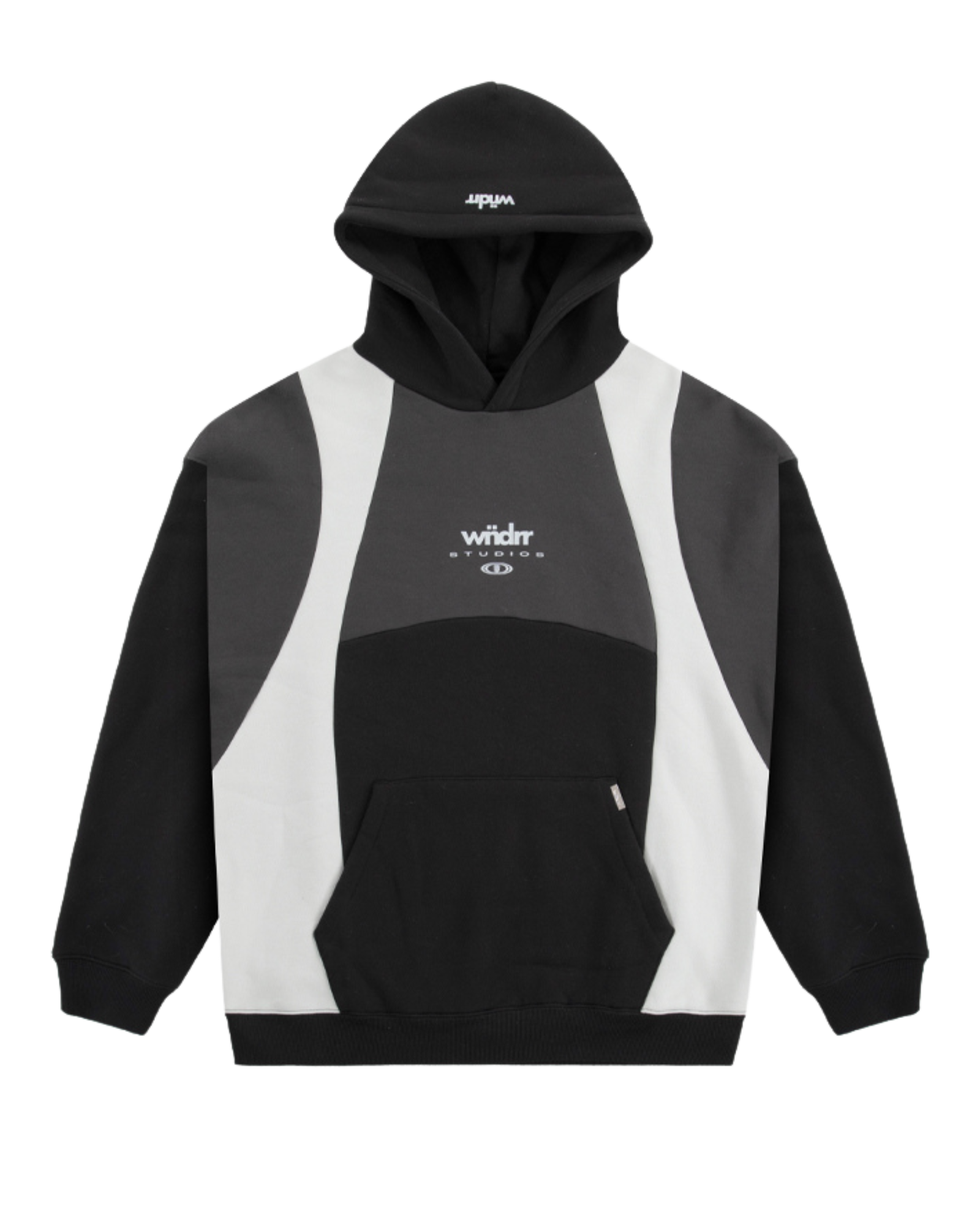 FRAMED PANEL HOOD SWEAT - BLACK/OYSTER
