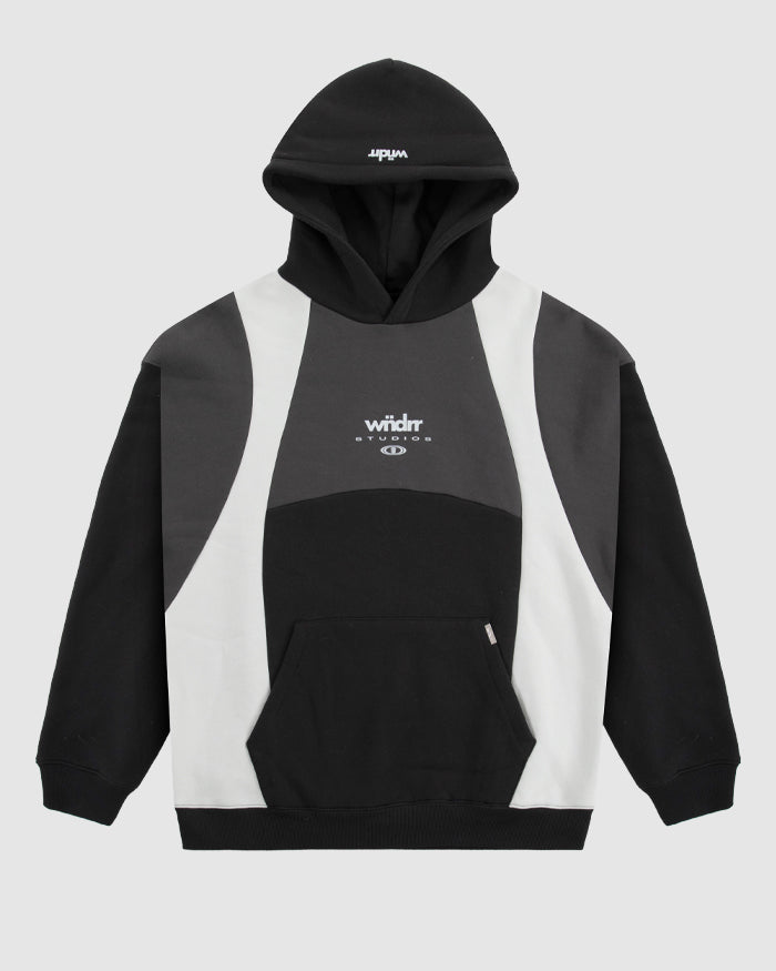 FRAMED PANEL HOOD SWEAT - BLACK/OYSTER