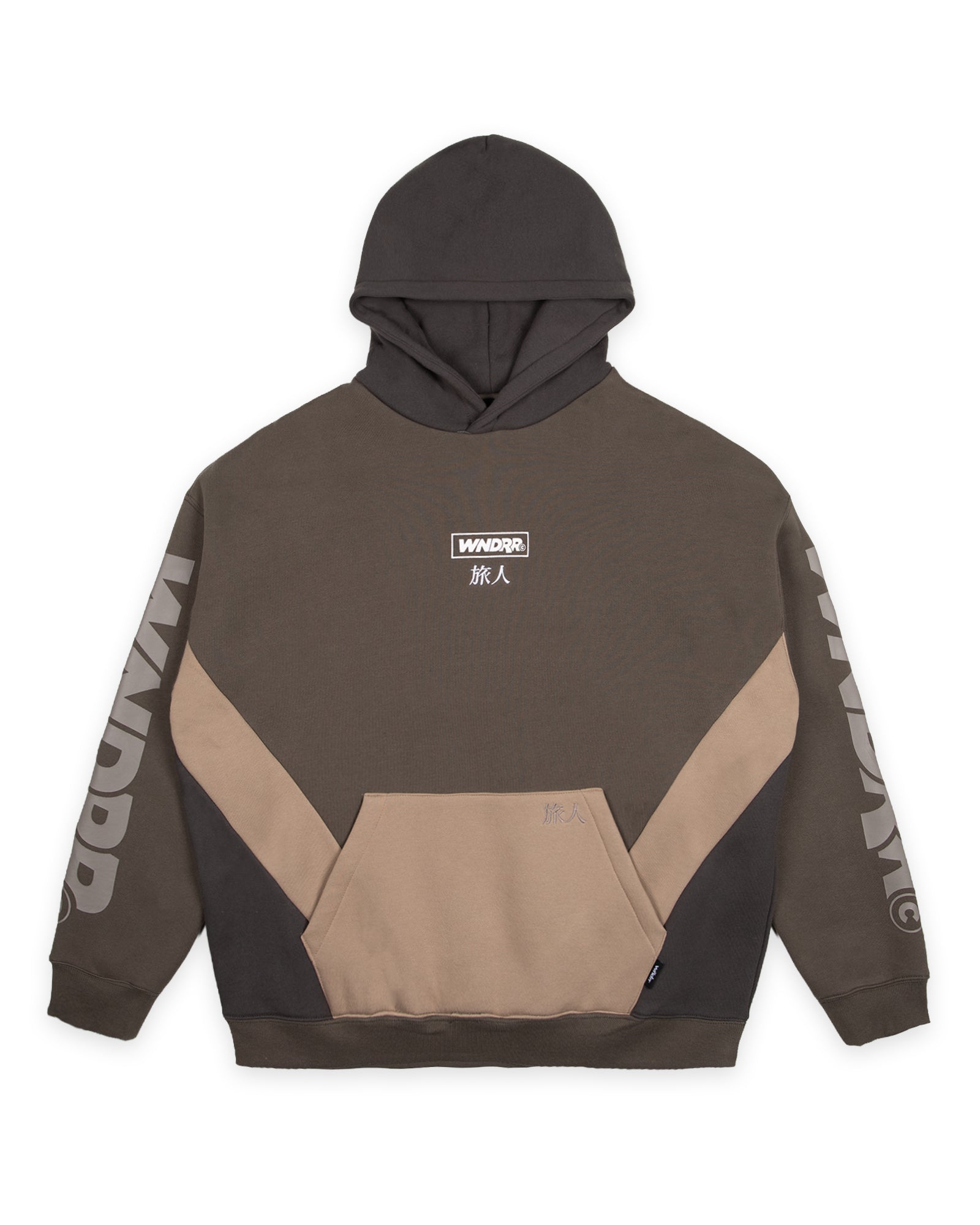 PRIVACY PANEL HOOD SWEAT - WALNUT/TAUPE