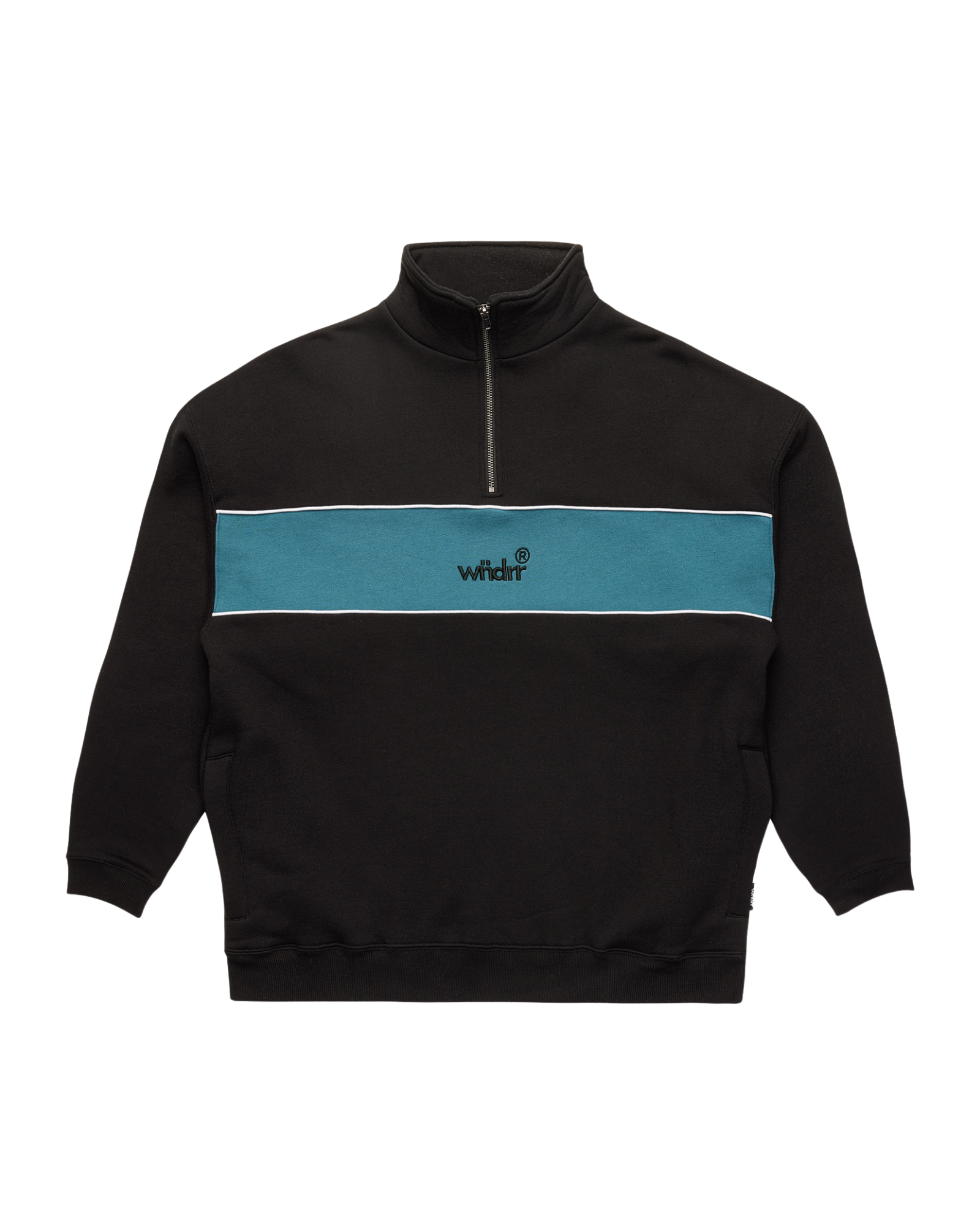 OFFCUT 1/4 ZIP SWEAT - BLACK/DUSK BLUE
