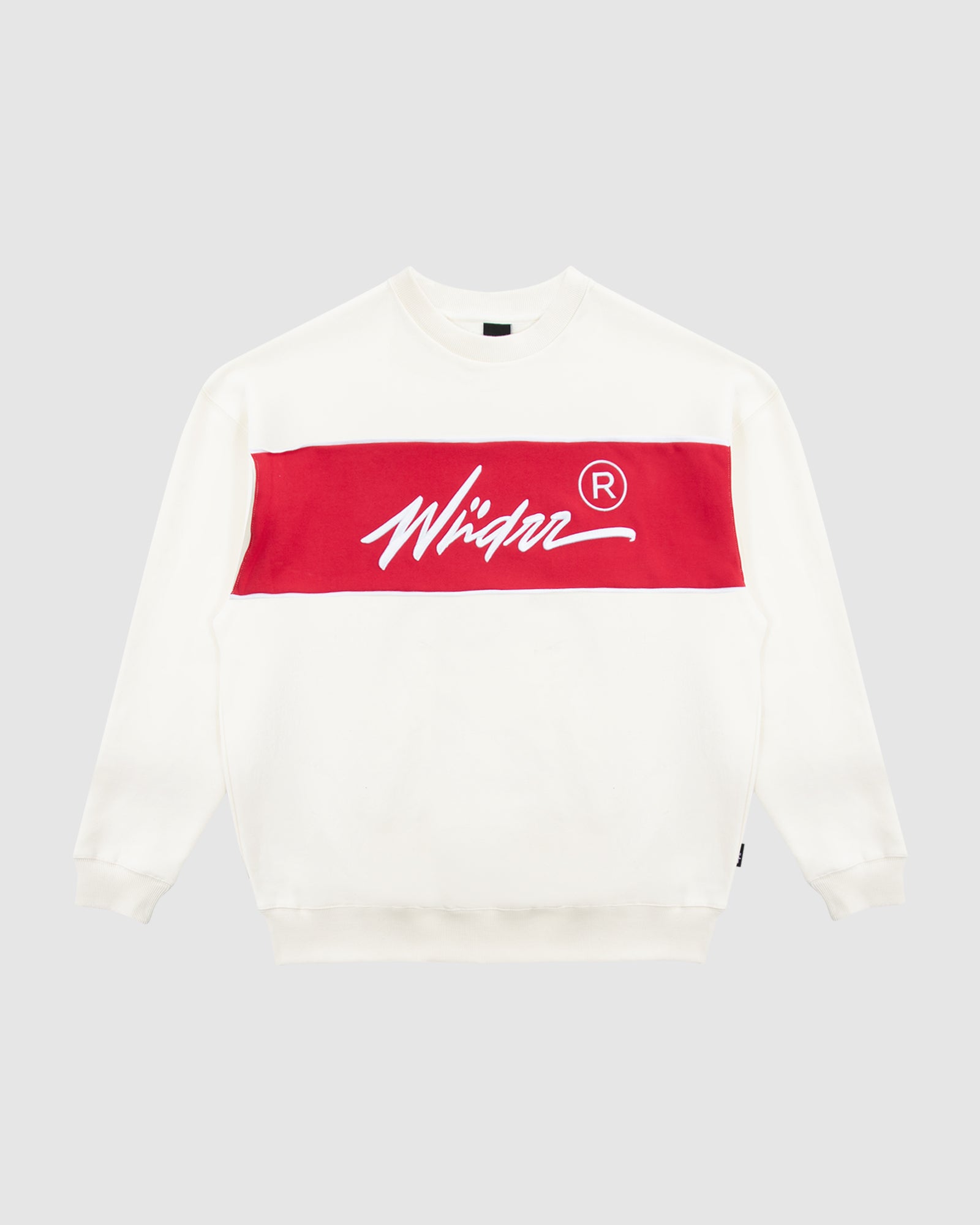 OFFEND CREW SWEAT - OFF WHITE/RED