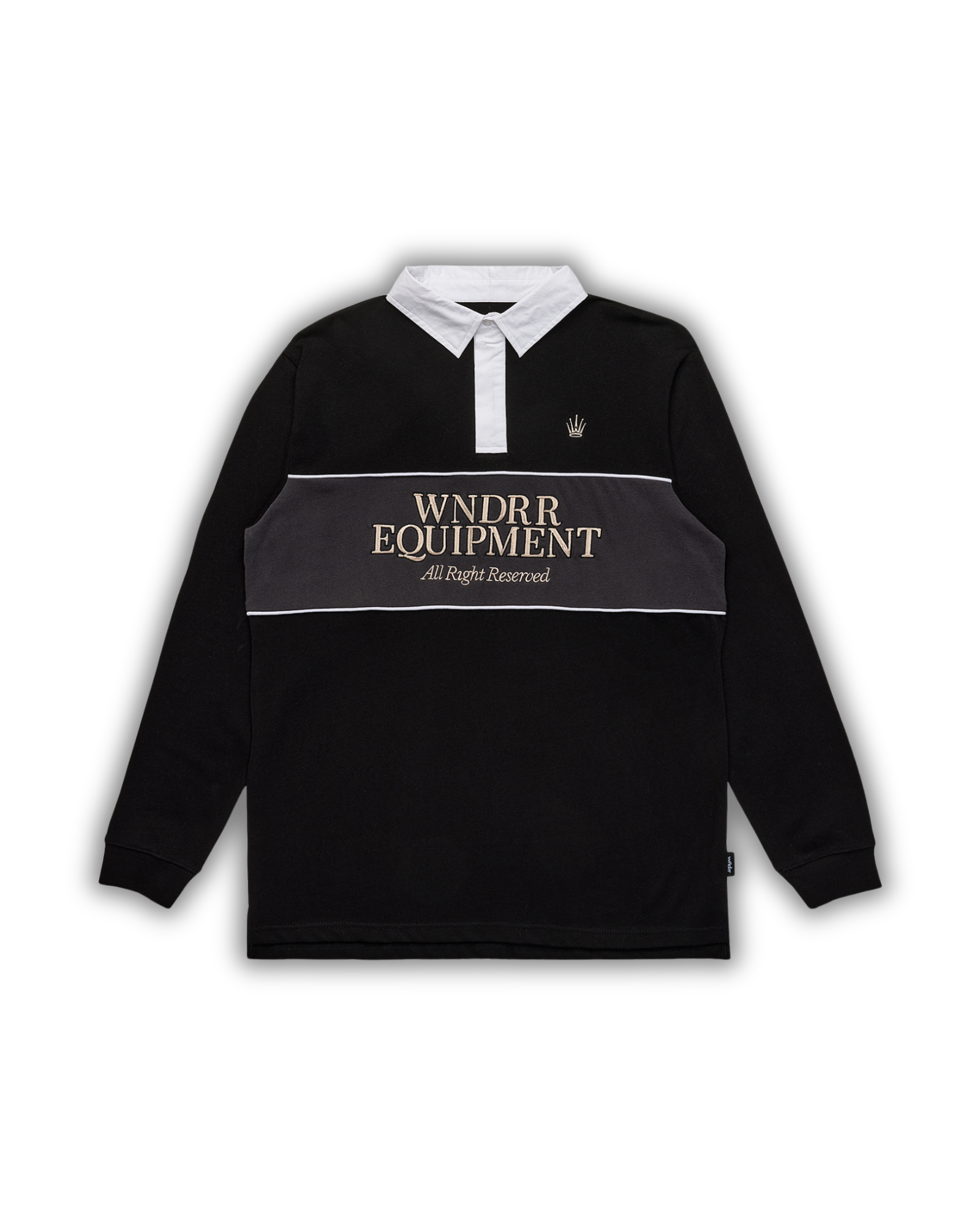 REGAL PANEL RUGBY POLO - BLACK