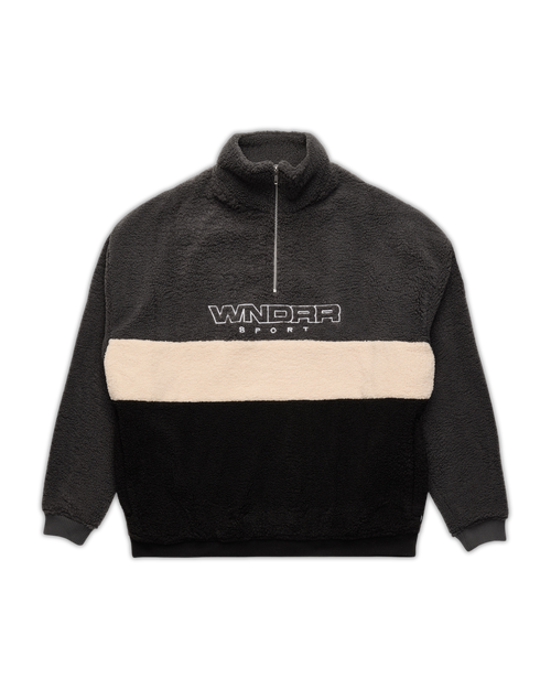 STARTER 1/4 ZIP POLAR FLEECE SWEAT - FADED BLACK/BLACK