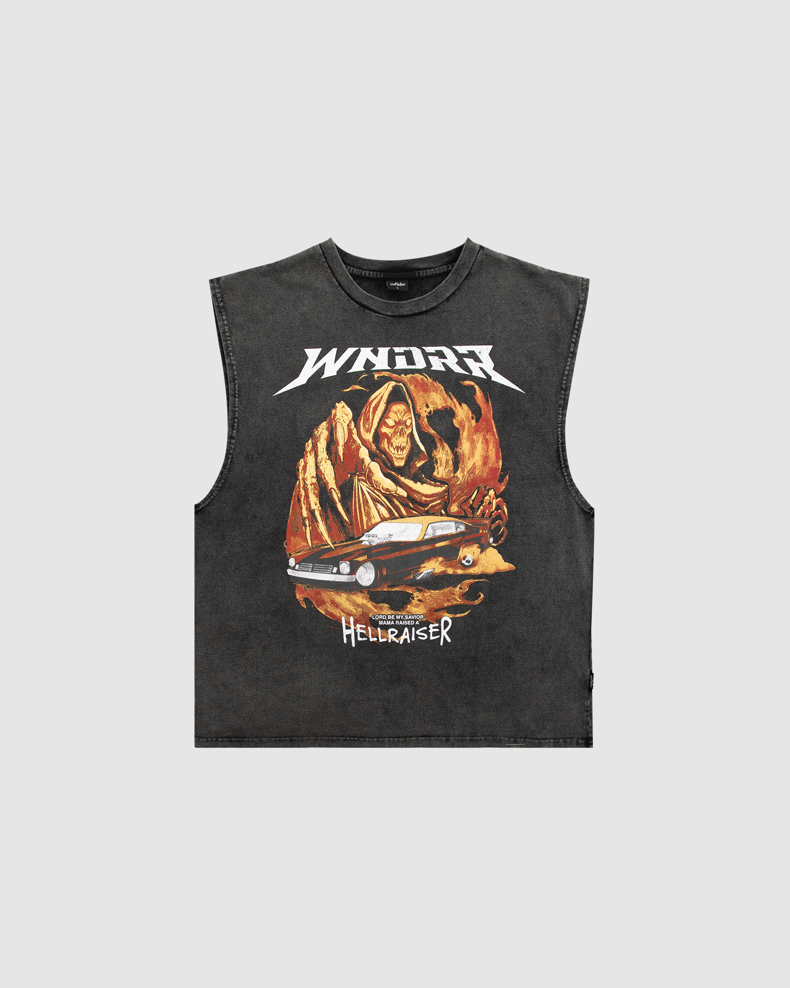 HELLRAISER VINTAGE MUSCLE TOP - WASHED BLACK