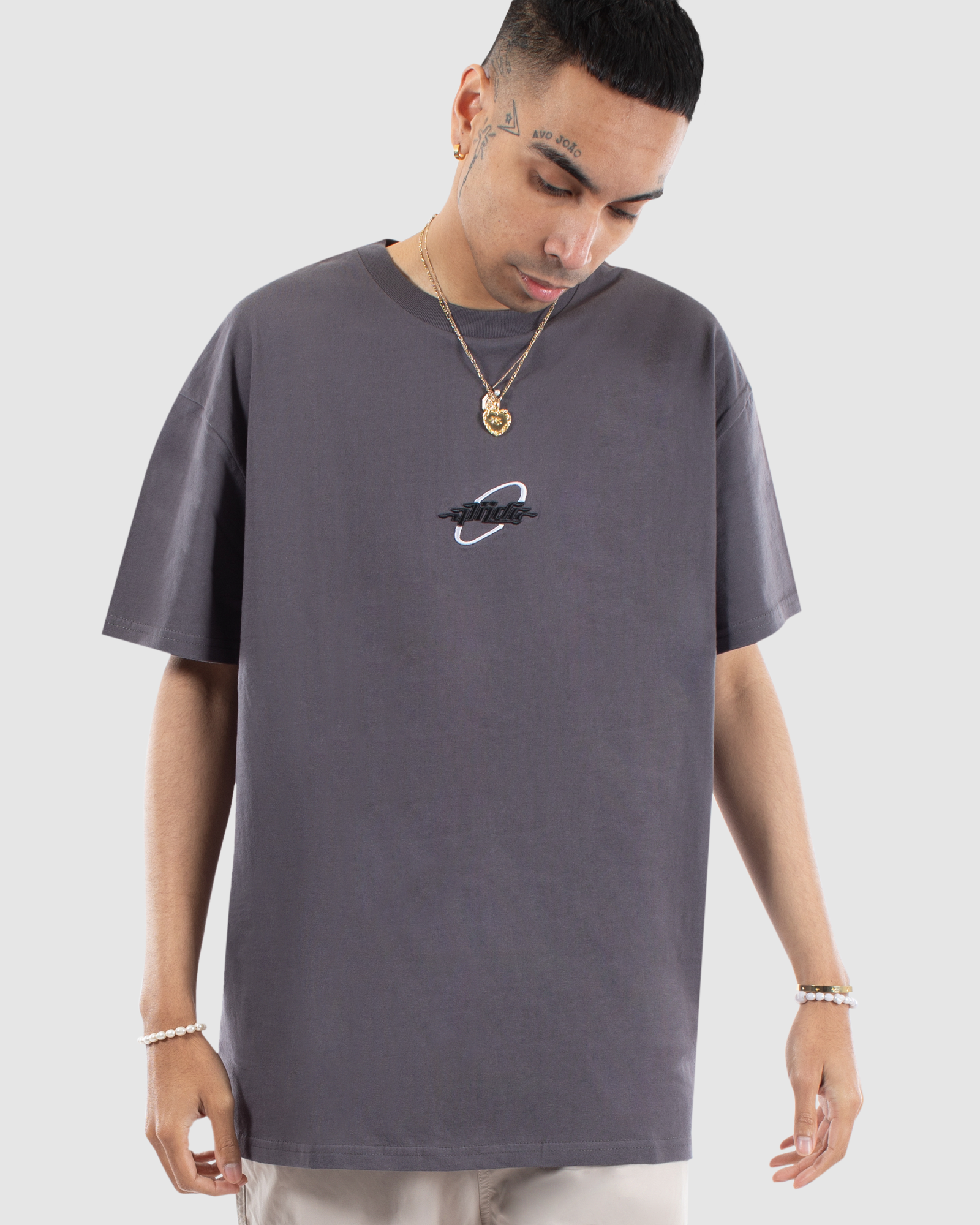 SPACED OUT BOX FIT TEE - CHARCOAL