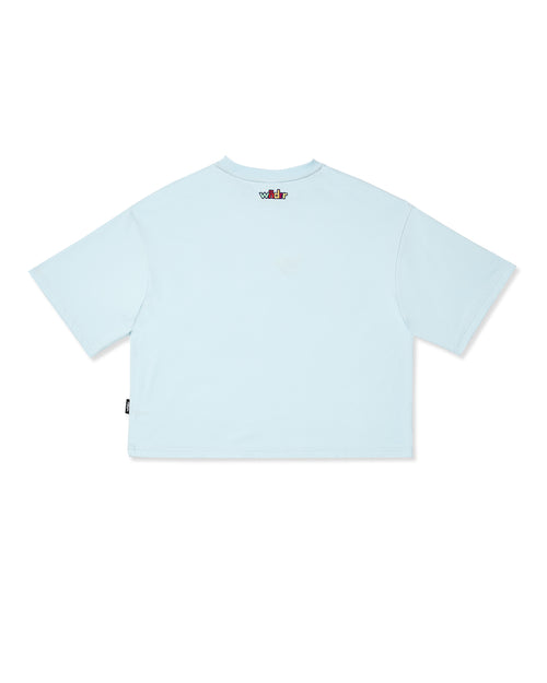 BLOCKED CROPPED FIT TEE - BABY BLUE