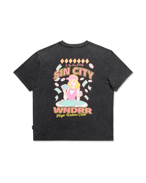SIN CITY BOX FIT TEE - WASHED BLACK