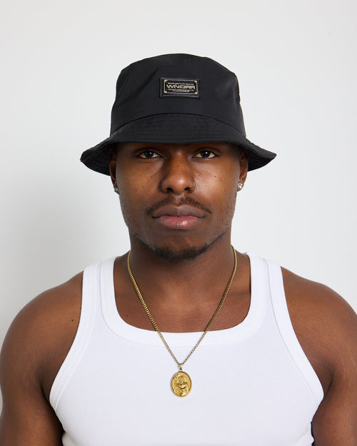 REFRAIN NYLON BUCKET HAT - BLACK